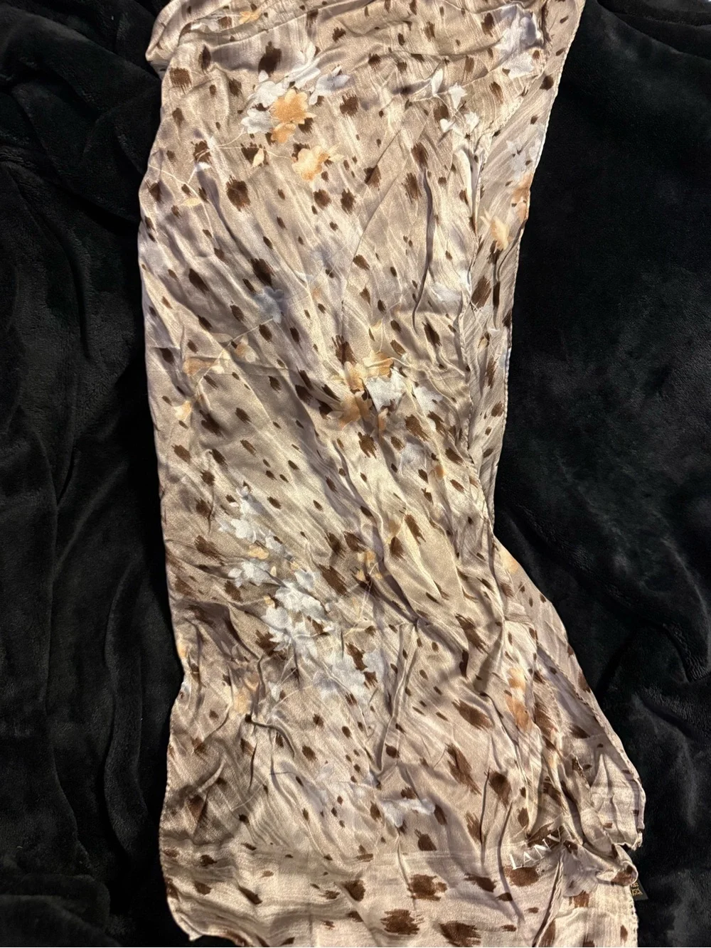 Lanvin Beige and Brown Silk Animal-Print Scarf